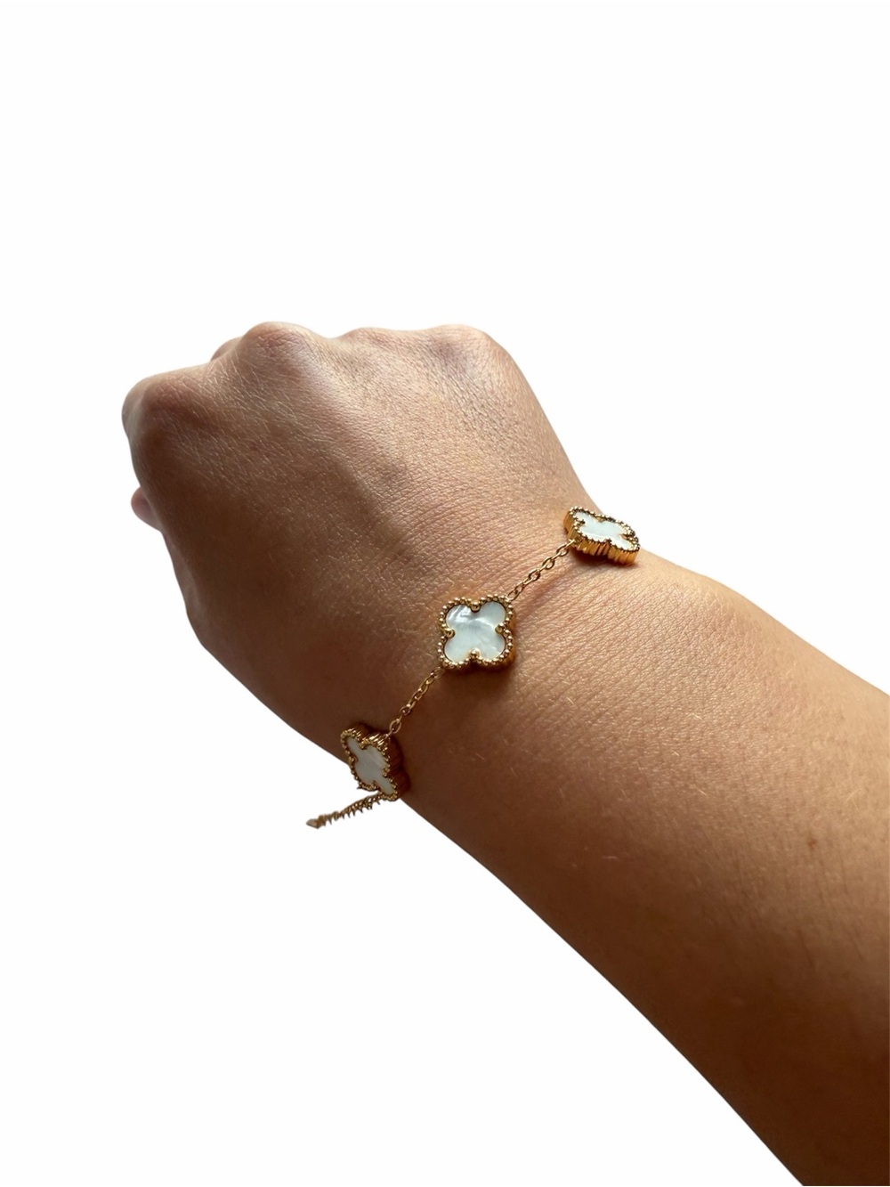 Stainless Steel Clover Bracelet for Women Gold Tone